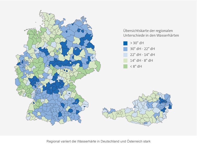 Karte der Wasserhärte in Deutschland